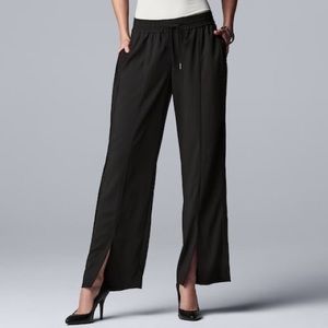 NWT Vera Wang Black Slit Wide-Leg Pants